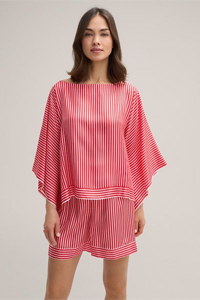 Gestreifte Seiden-Poncho-Bluse