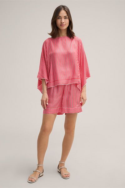 Gestreifte Seiden-Poncho-Bluse