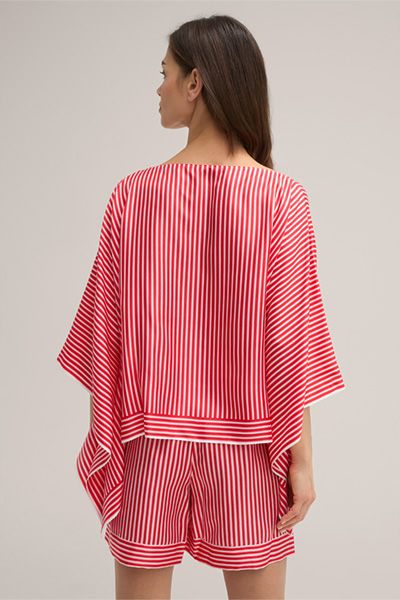 Gestreifte Seiden-Poncho-Bluse