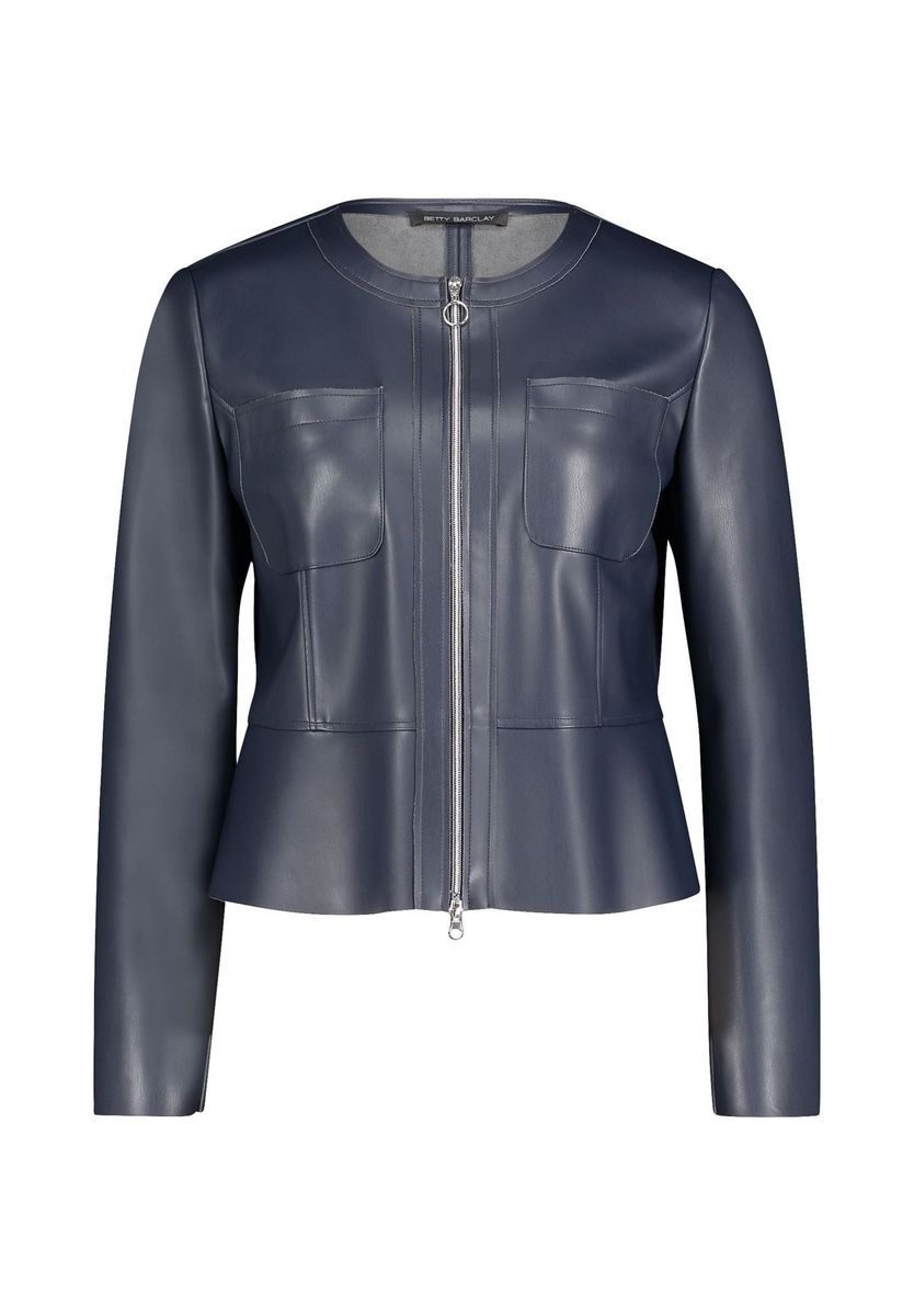 Eleganter Figurbetonter Kunstleder Blazer