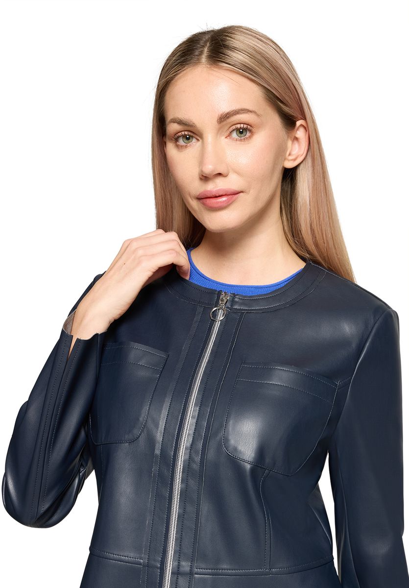 Eleganter Figurbetonter Kunstleder Blazer