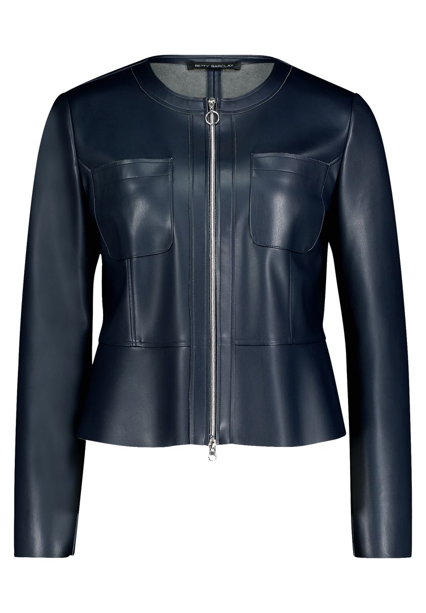 Eleganter Figurbetonter Kunstleder Blazer
