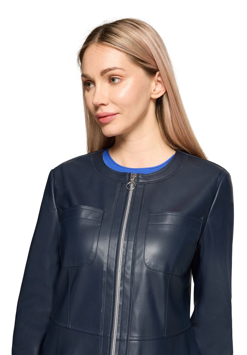 Eleganter Figurbetonter Kunstleder Blazer