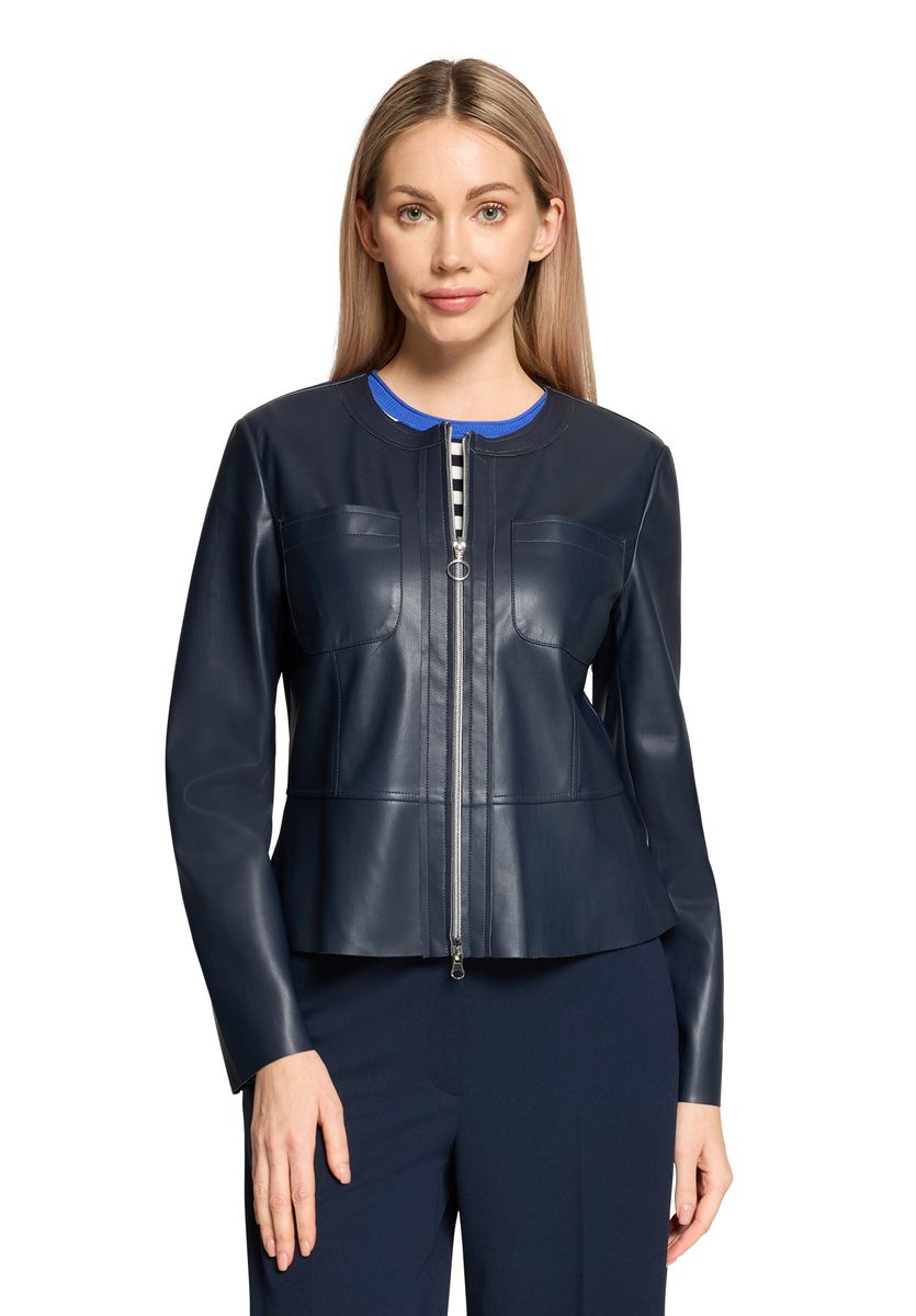 Eleganter Figurbetonter Kunstleder Blazer