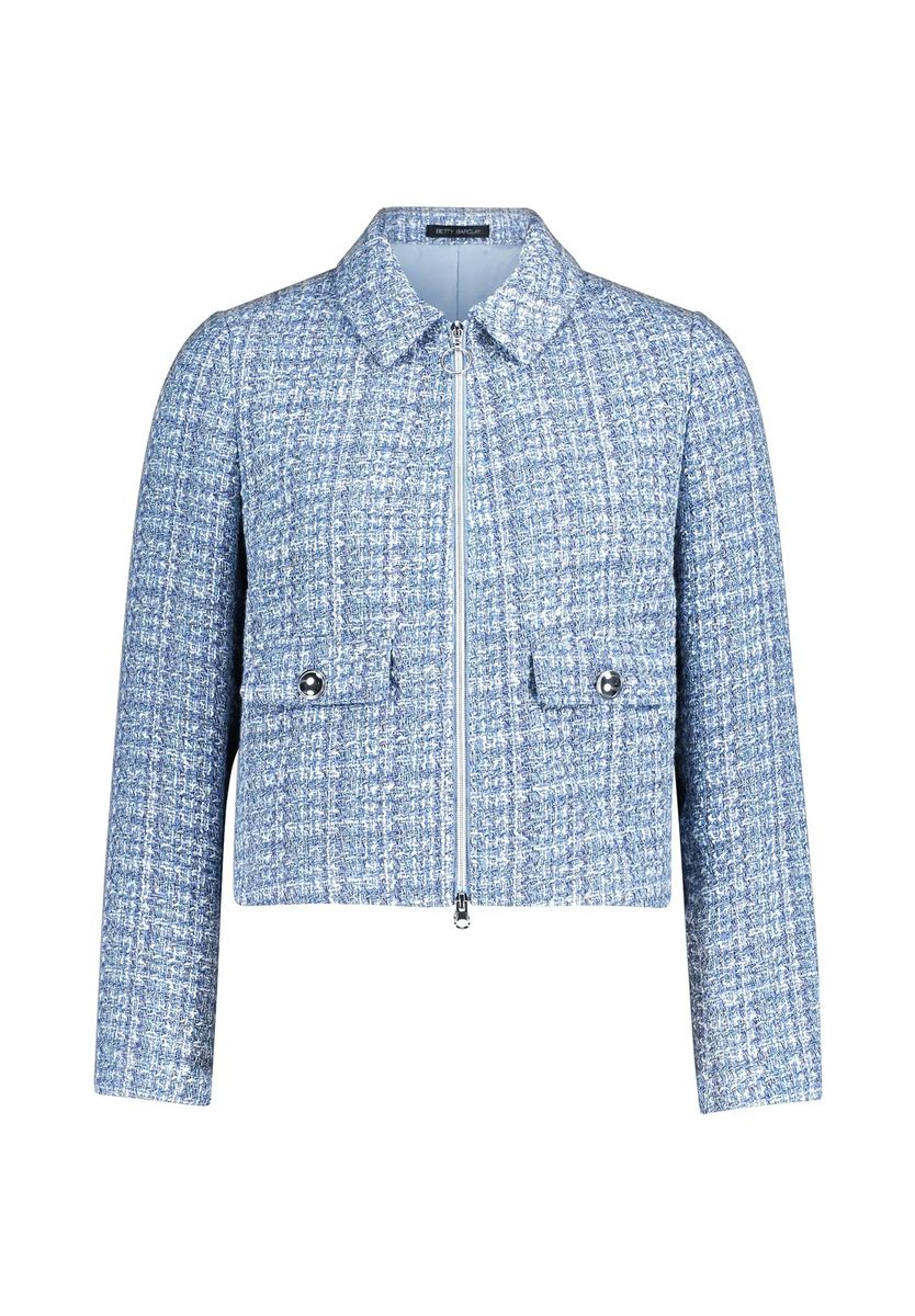 Tweed Blazer Jacke mit Hemdkragen