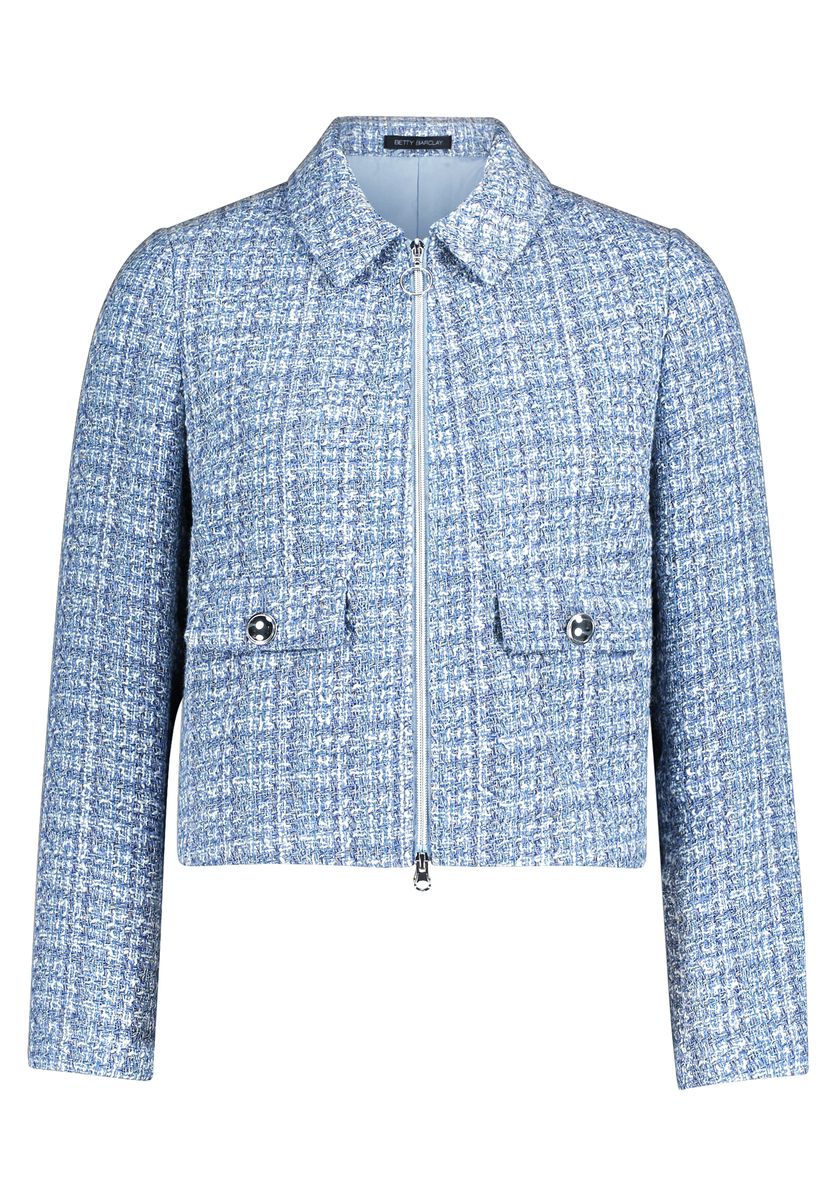 Tweed Blazer Jacke mit Hemdkragen