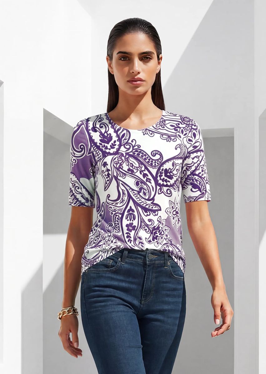 T-Shirt mit Paisley-Print und Halbarm