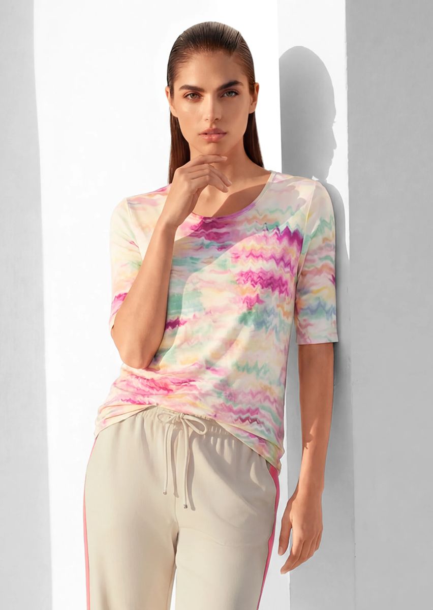 T-Shirt mit Wellenmuster-Druck