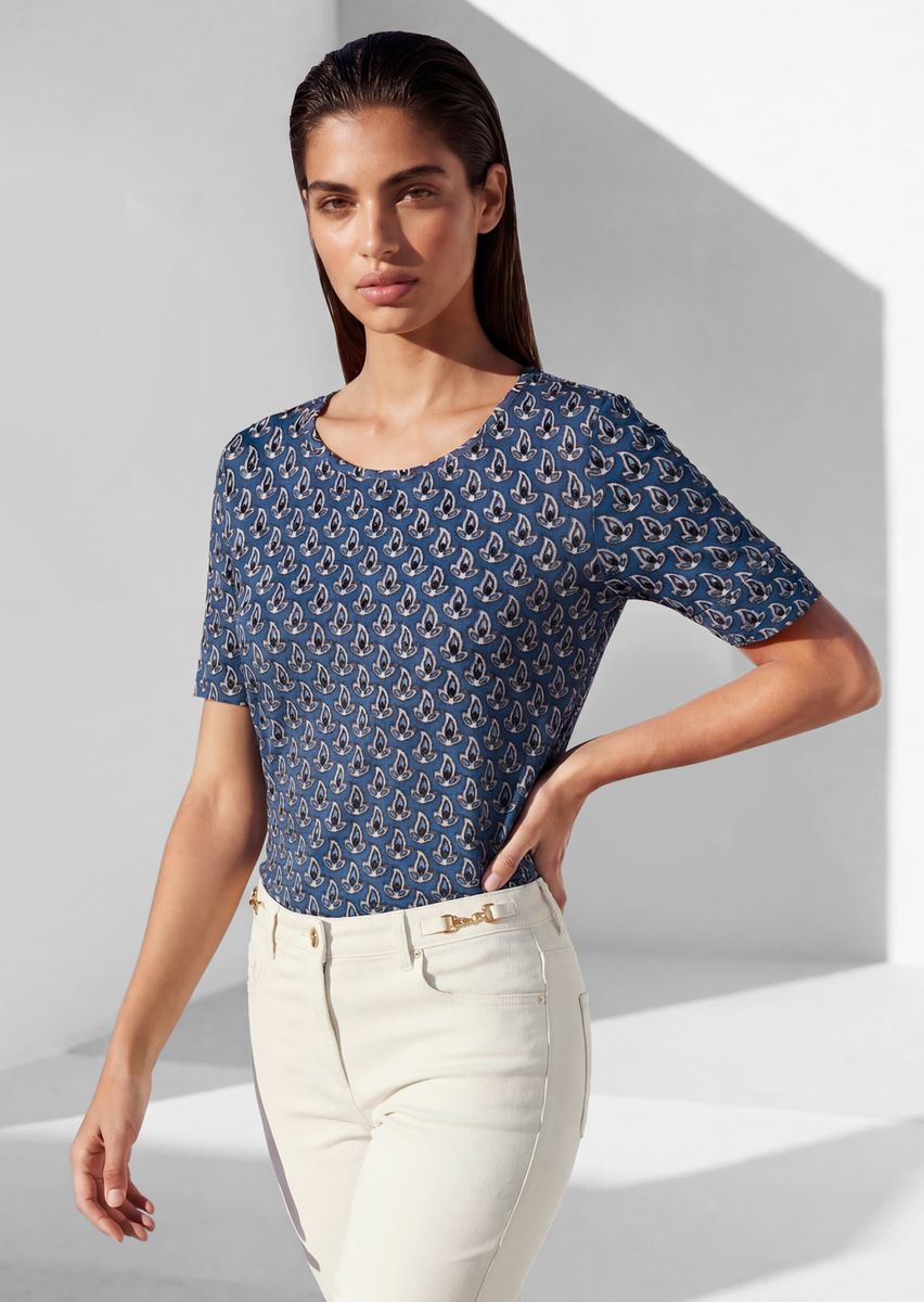 Klassisches Druckshirt mit Seidenanteil
