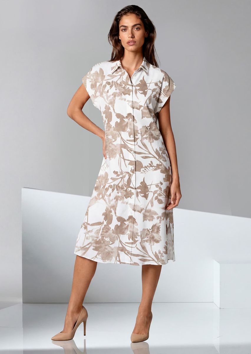 Hemdblusenkleid mit zweifarbigem Blütenprint