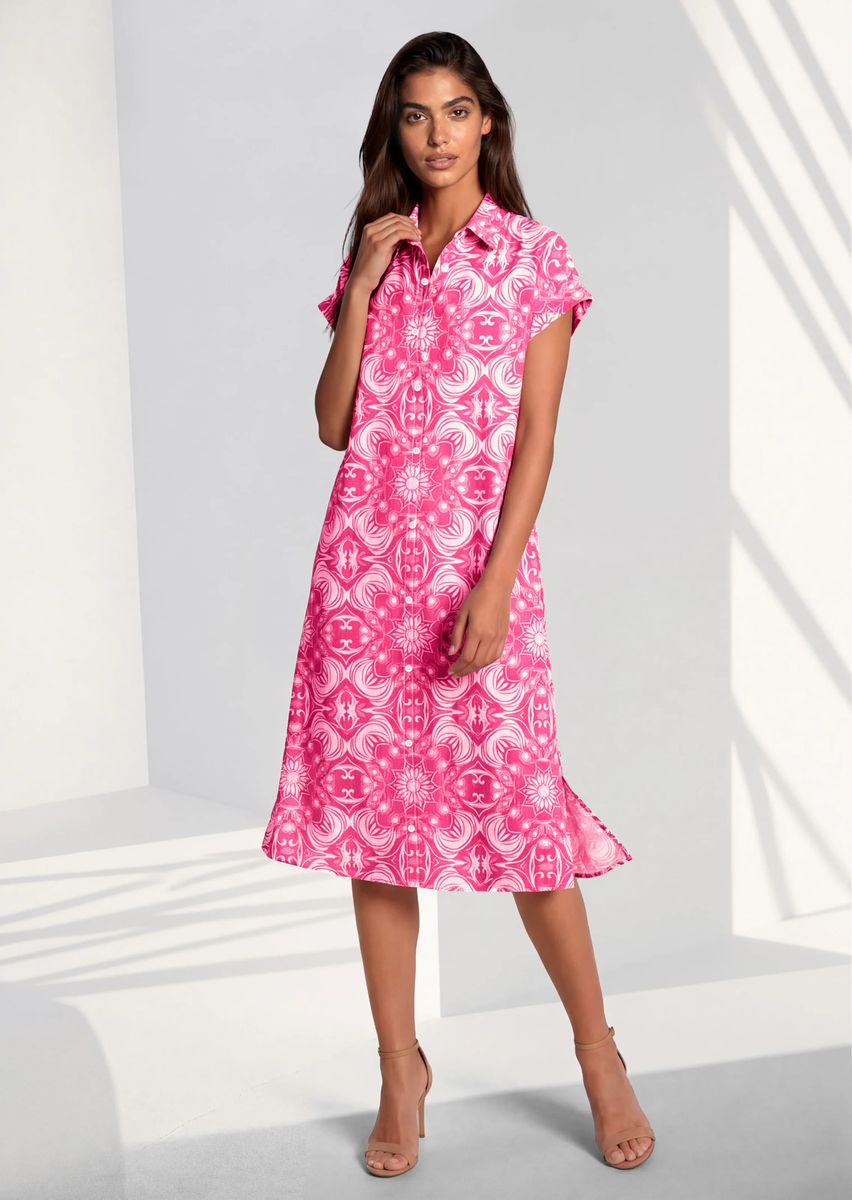 Hemdblusenkleid mit Ornament-Print