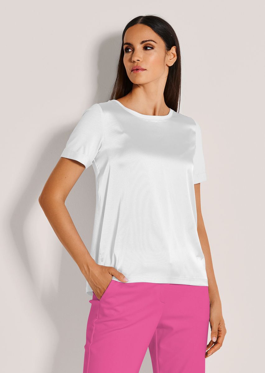 Seidiges Rundhals-Blusen-Shirt