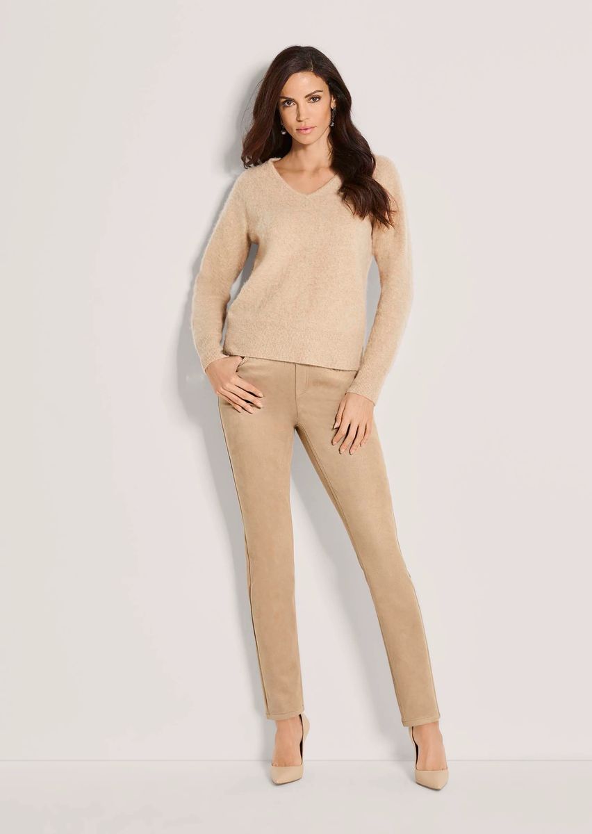 Weicher V-Ausschnitt Strickpullover