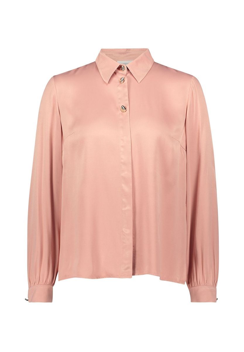 Satin-Bluse mit Knopfleiste und langen Ärmeln