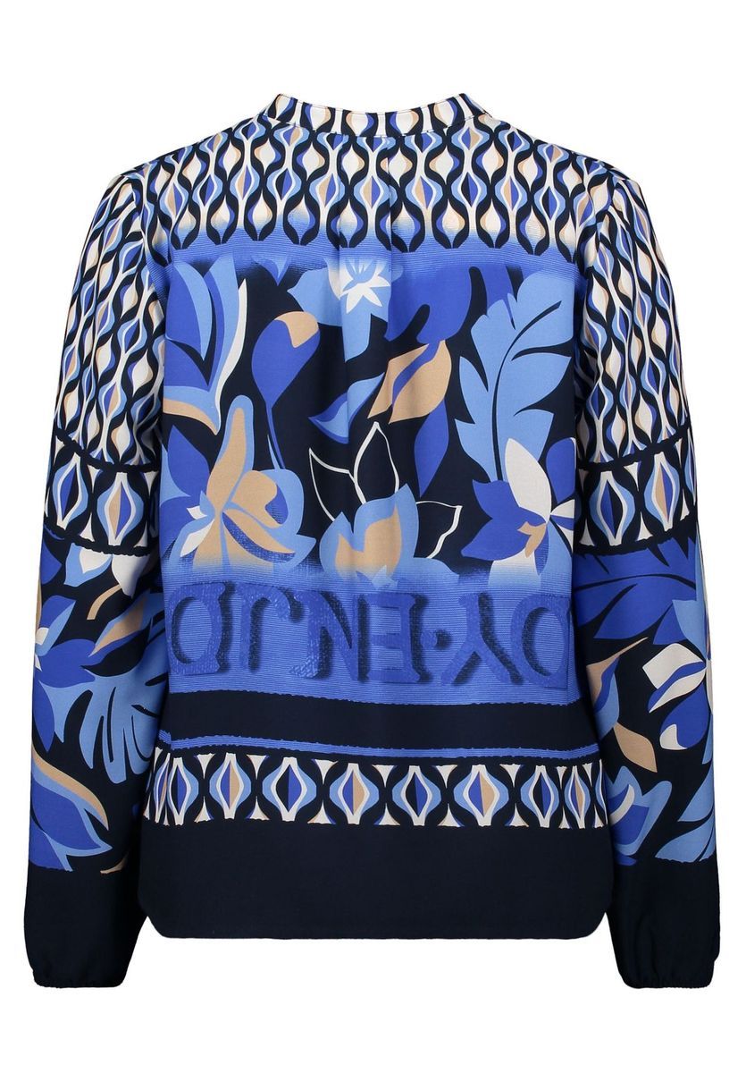 Gemusterte Langarmbluse mit Kragen