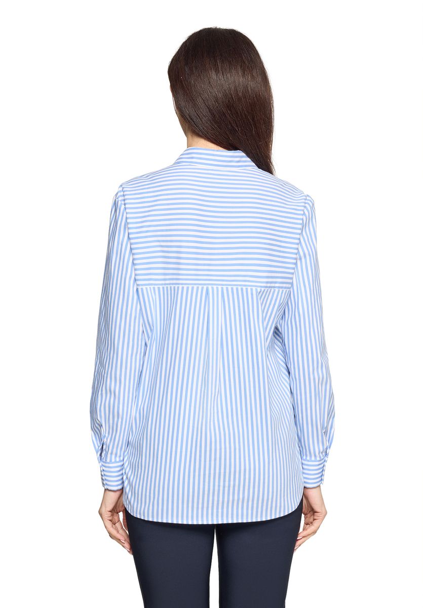 Gestreifte Hemdbluse mit Knopfleiste und Ziersteinen