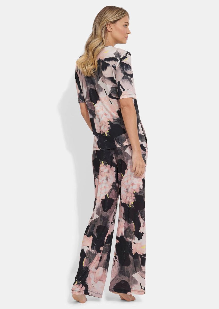Pyjama-Set mit künstlerischem Blumendruck