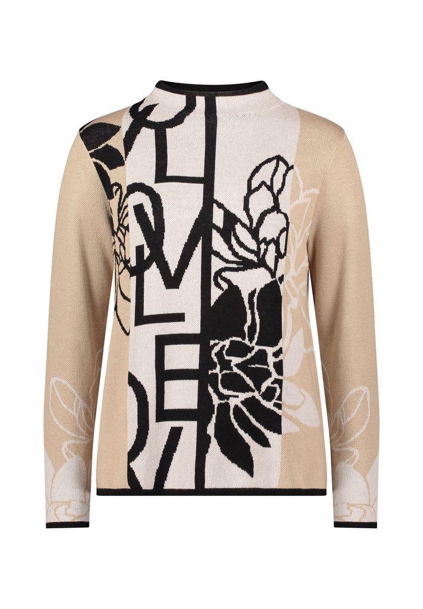Strickpullover mit grafischem Blumenmuster
