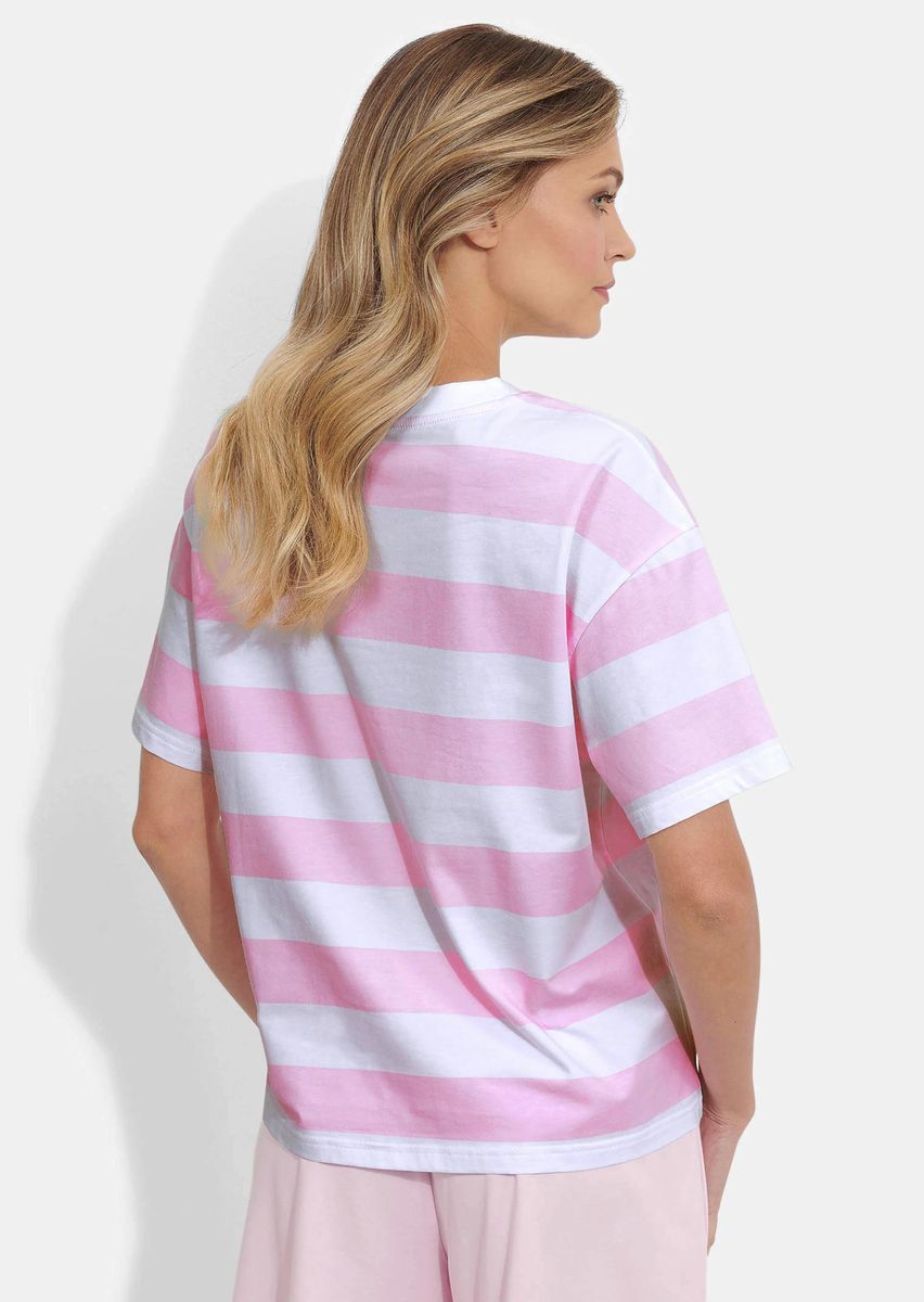 Locker Gestreiftes Baumwollshirt mit Rundhalsausschnitt