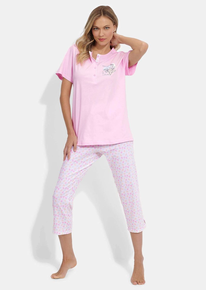 Henley-Pyjama-Set mit Blumenmotiv