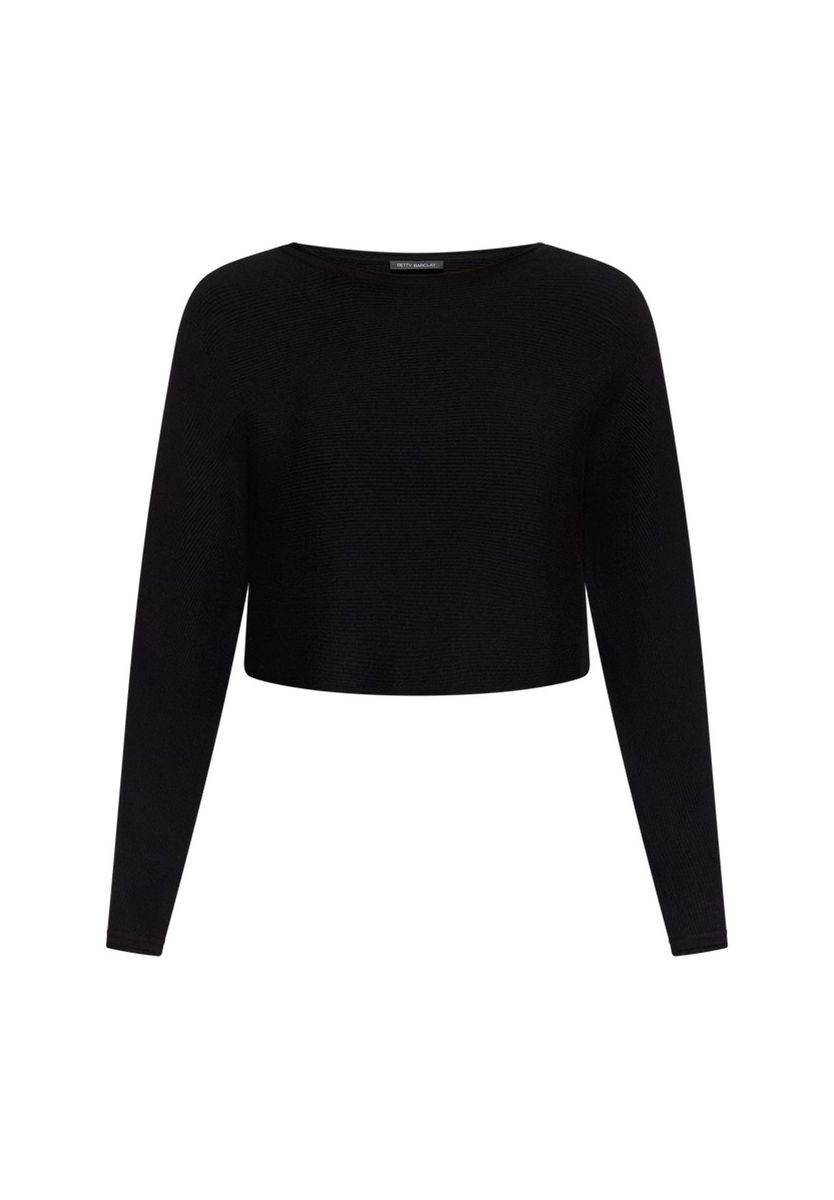 Kurz Geschnittenes Rippstrick Langarm Oberteil
