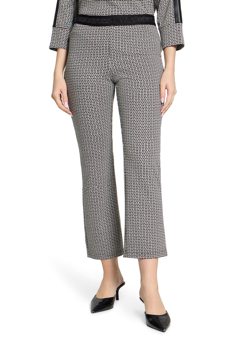 Geometrisch gemusterte, elastische Freizeithose
