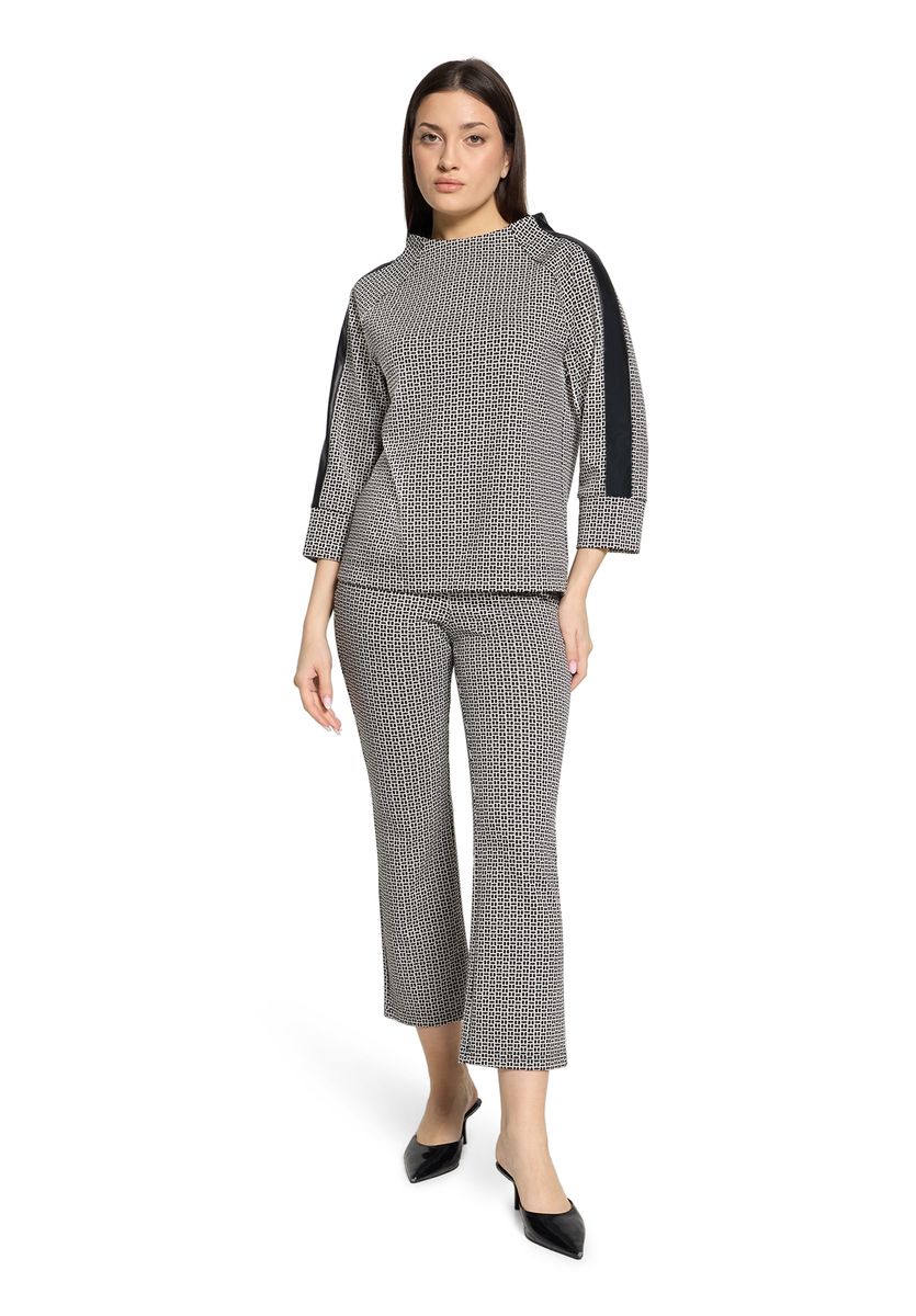 Geometrisch gemusterte, elastische Freizeithose