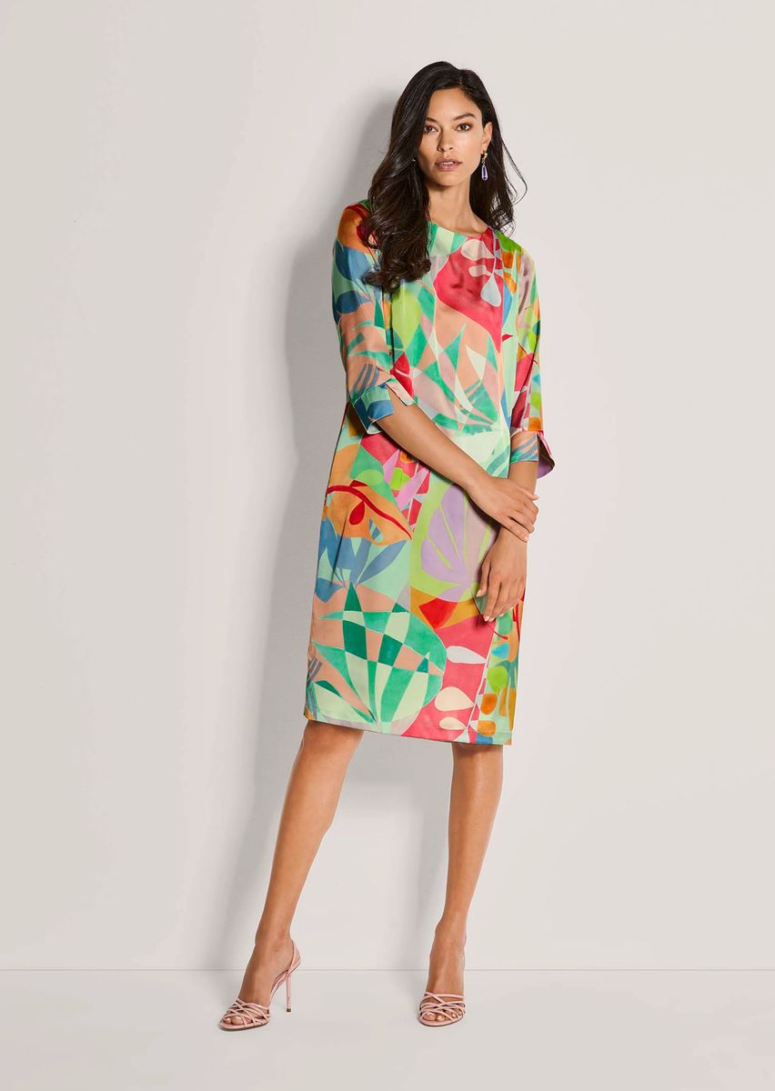 H-Linien-Kleid mit künstlerischem Print