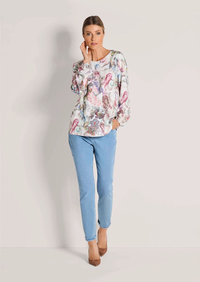 Romantische Bluse mit Fantasieprint