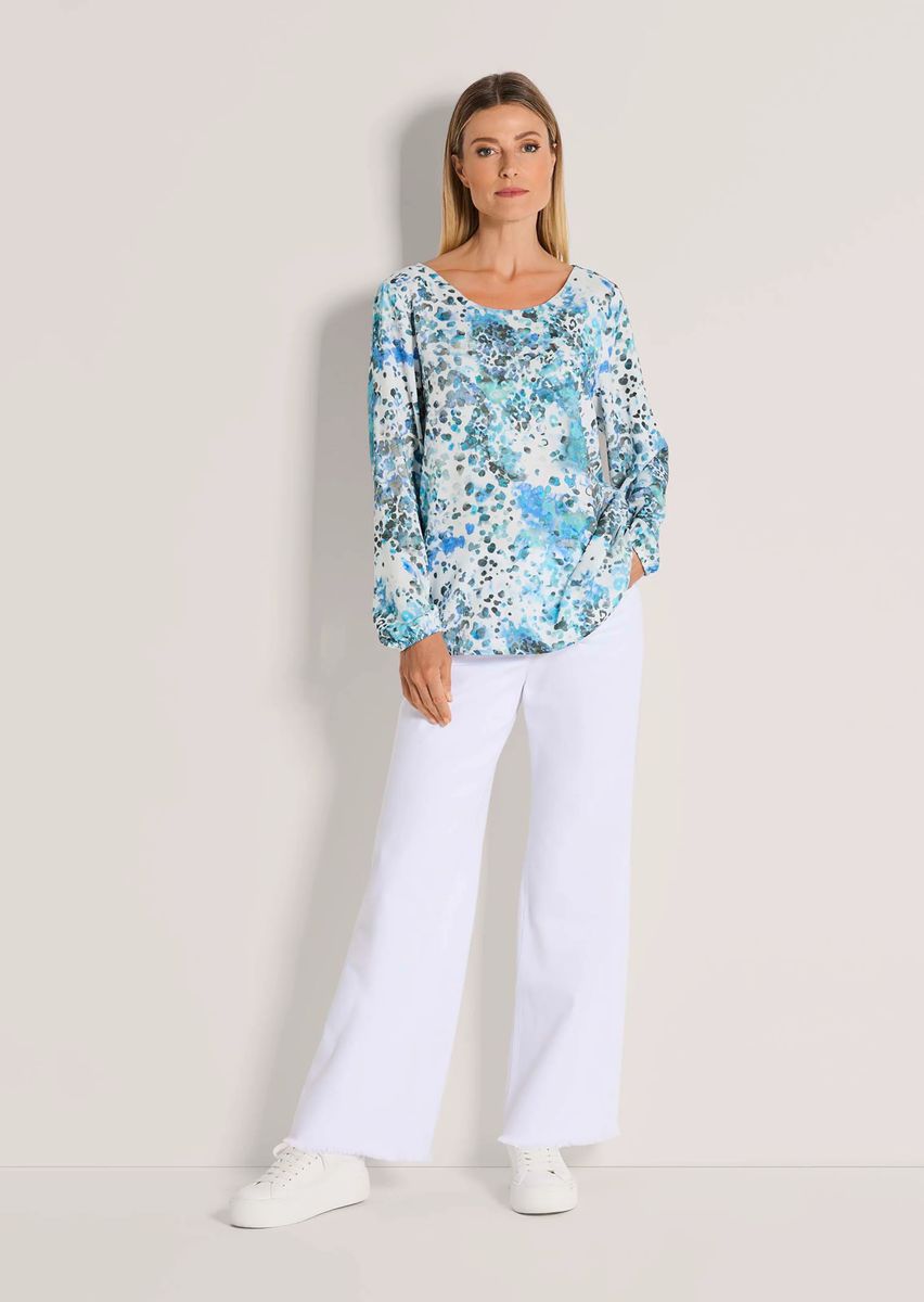 Fließende Bluse mit Aquarell-Print