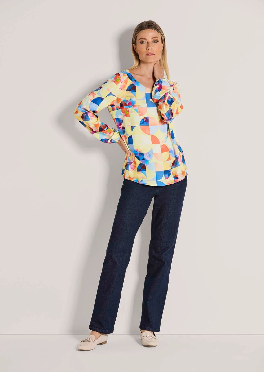 Viskosebluse mit geometrischem Kreismuster