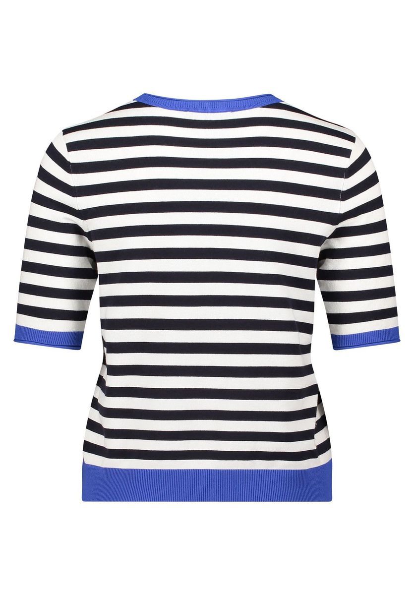 Gestreiftes Kurzarm-Strickoberteil