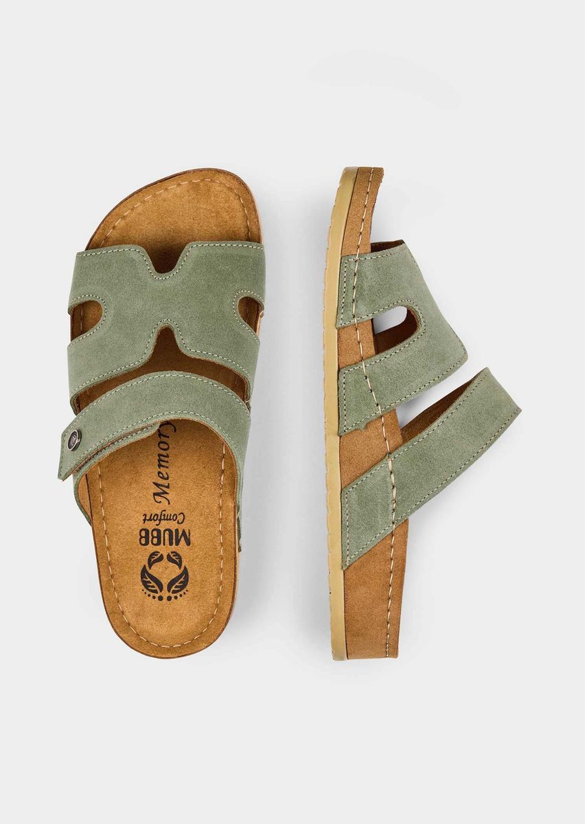 Suede Komfort-Pantoletten mit Cut-outs