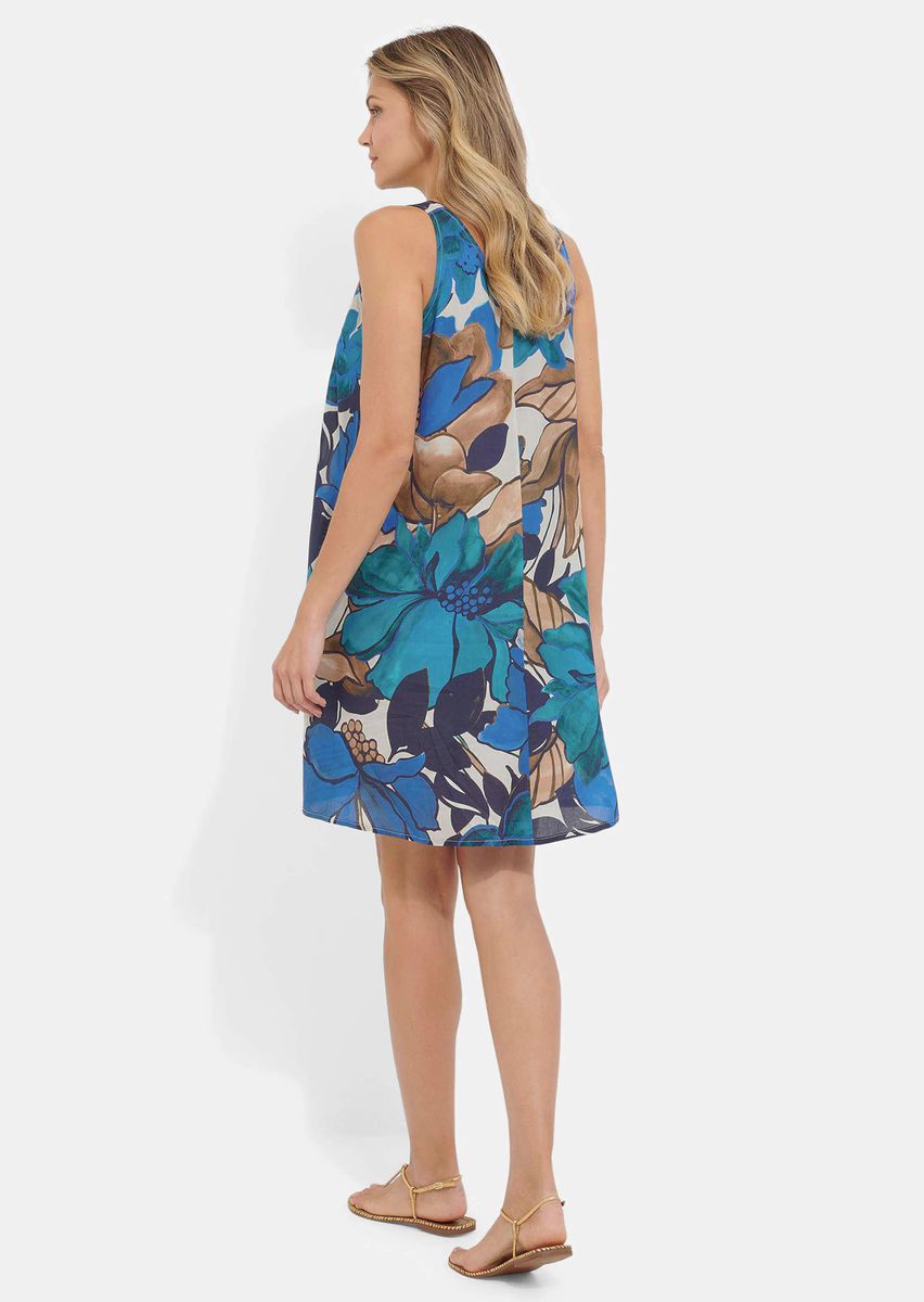 Ärmelloses A-Linien-Minikleid mit Blumenmuster