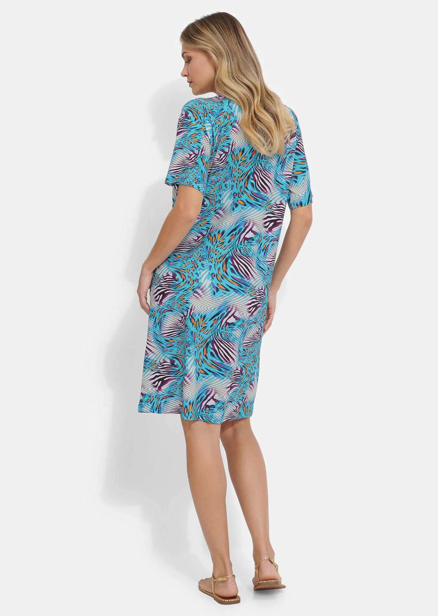 Abstraktes Shiftkleid mit Animal-Print