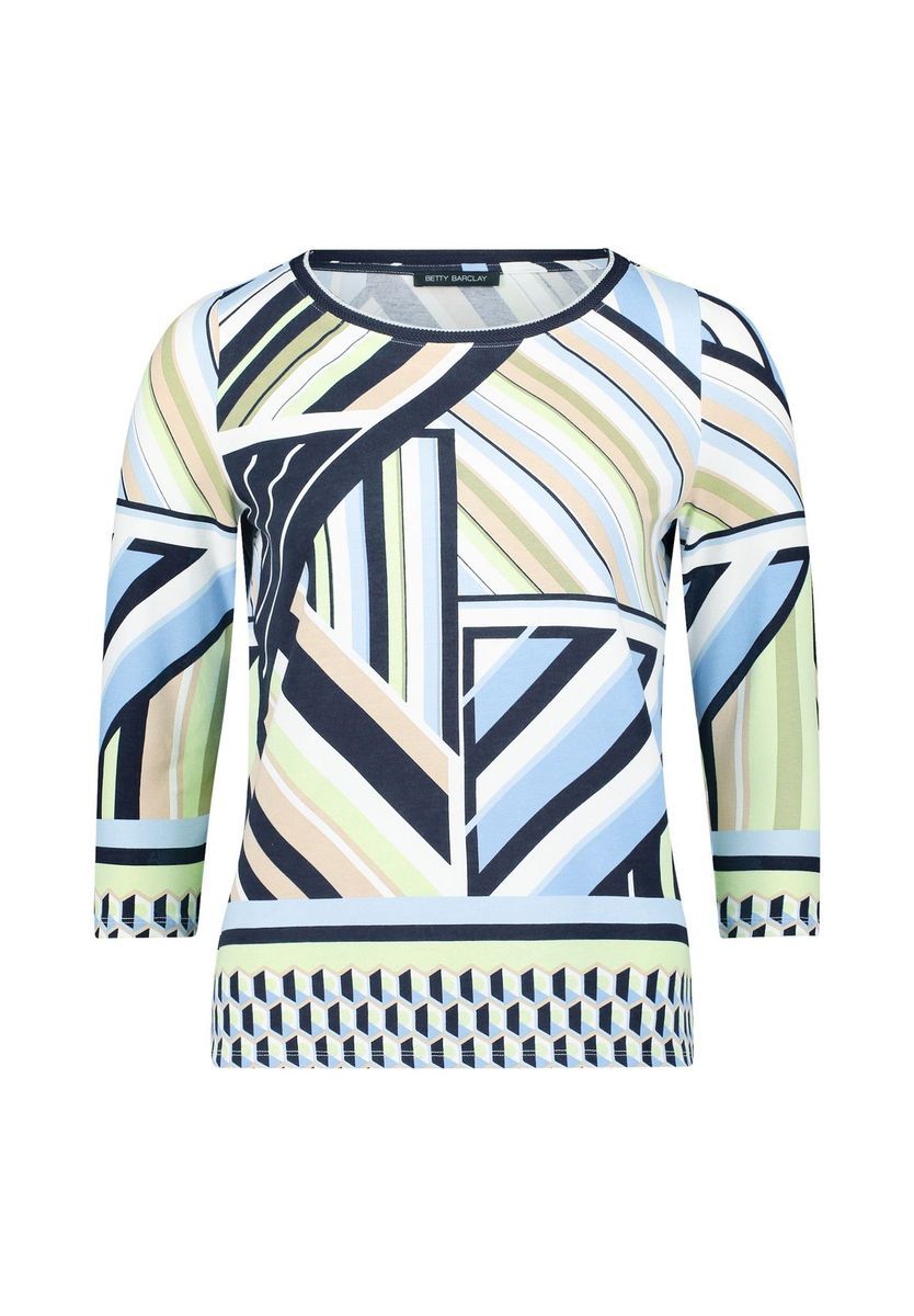 Shirt mit geometrischem Druck und Dreiviertelärmeln