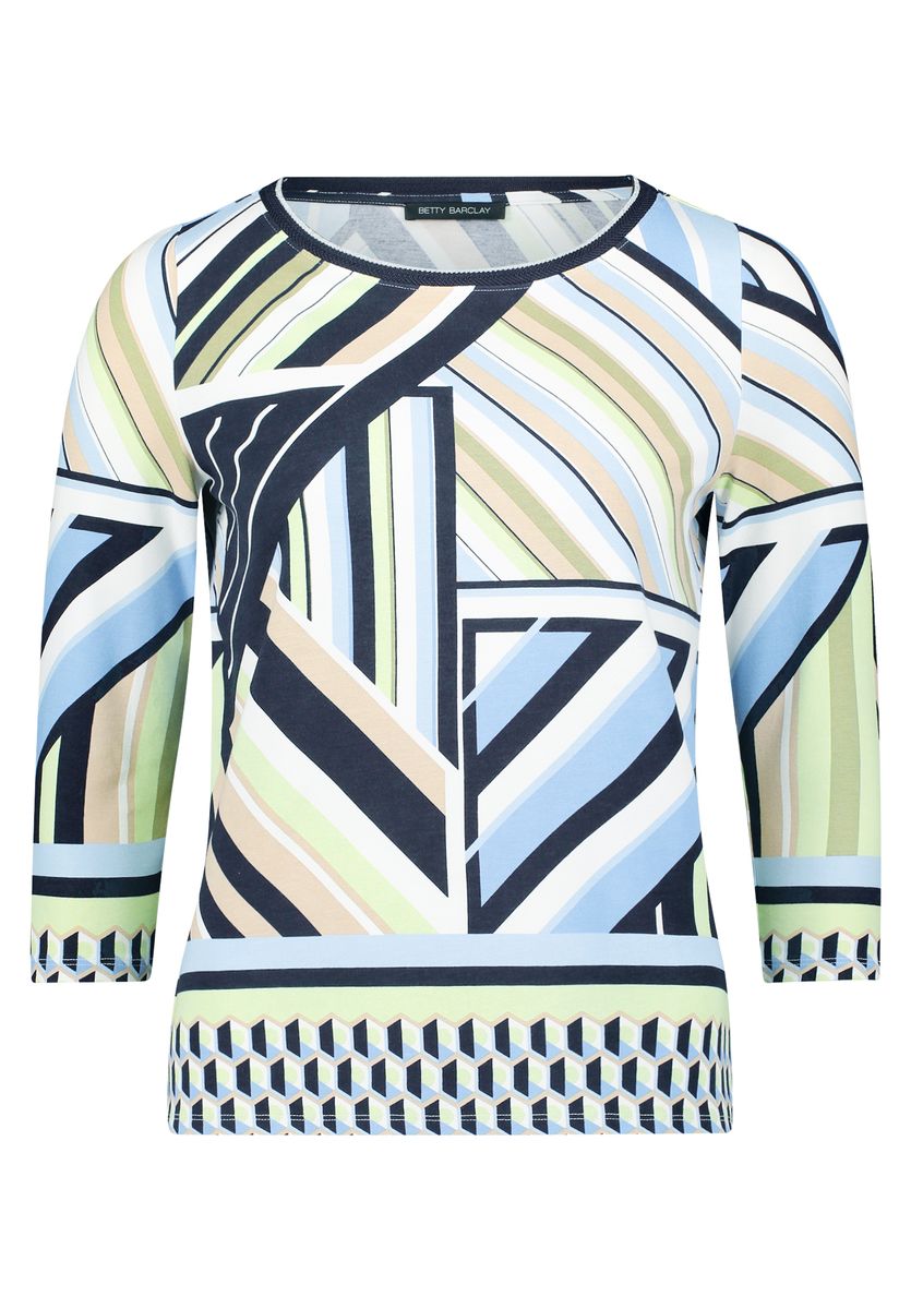 Shirt mit geometrischem Druck und Dreiviertelärmeln