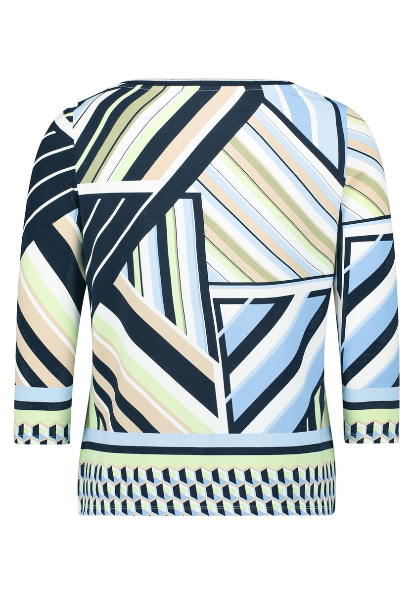 Shirt mit geometrischem Druck und Dreiviertelärmeln