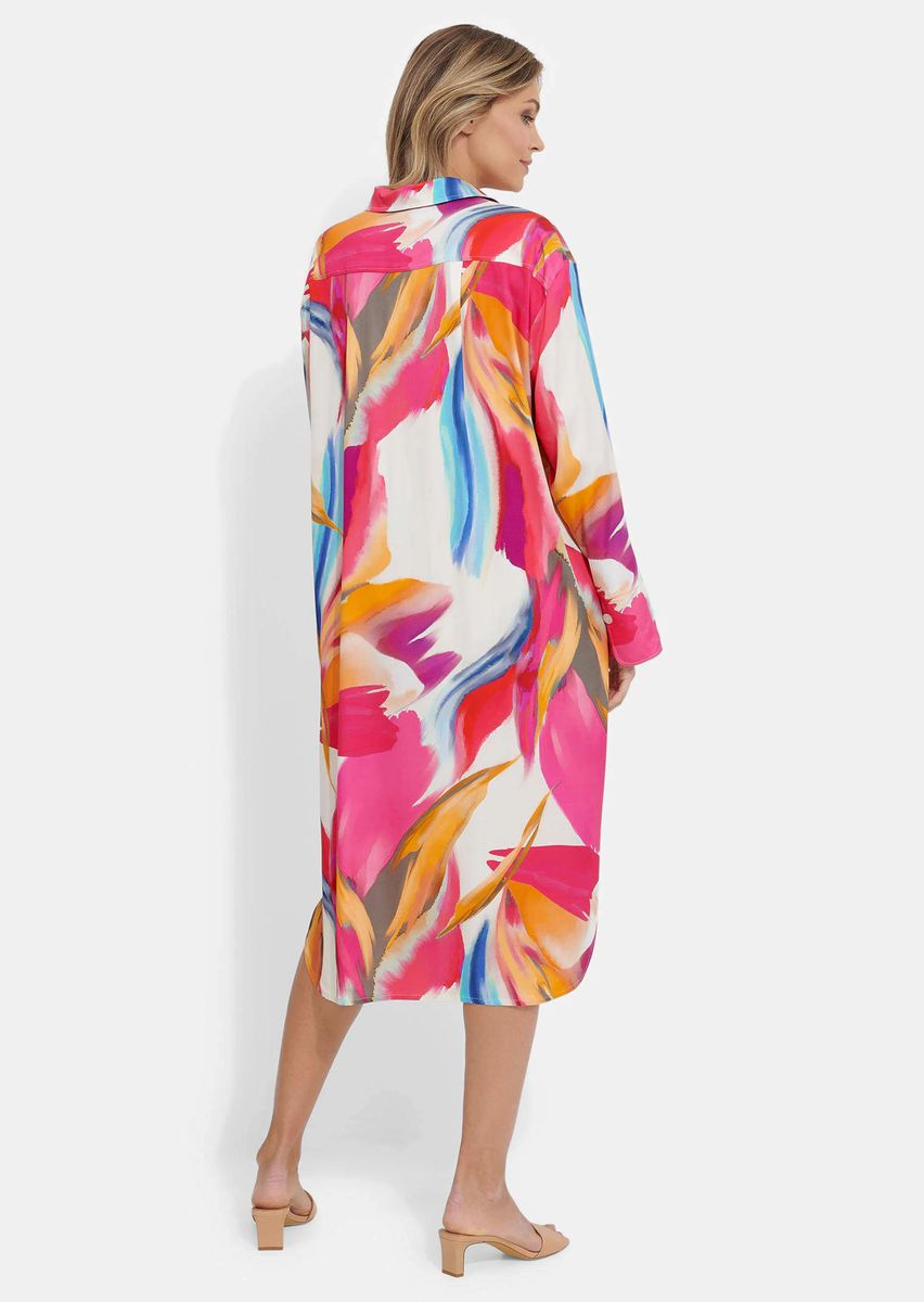 Fließendes Hemdblusenkleid mit Blumendruck