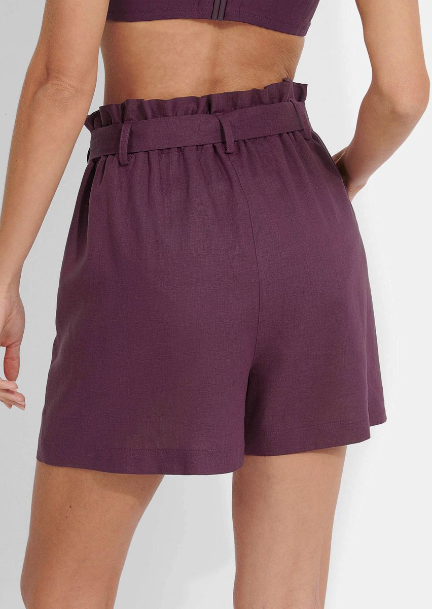 Leinenmix-Shorts mit Paperbag-Bund