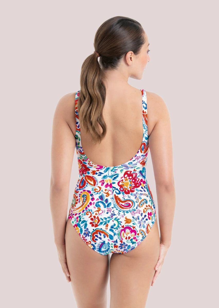 Badeanzug mit Paisley-Print und Rückenausschnitt