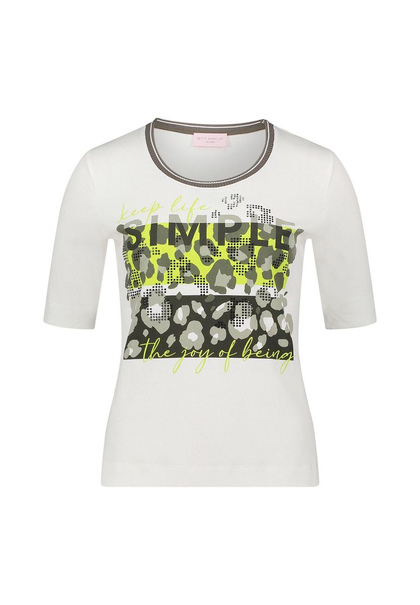 Geripptes Strick Halbarm T-Shirt