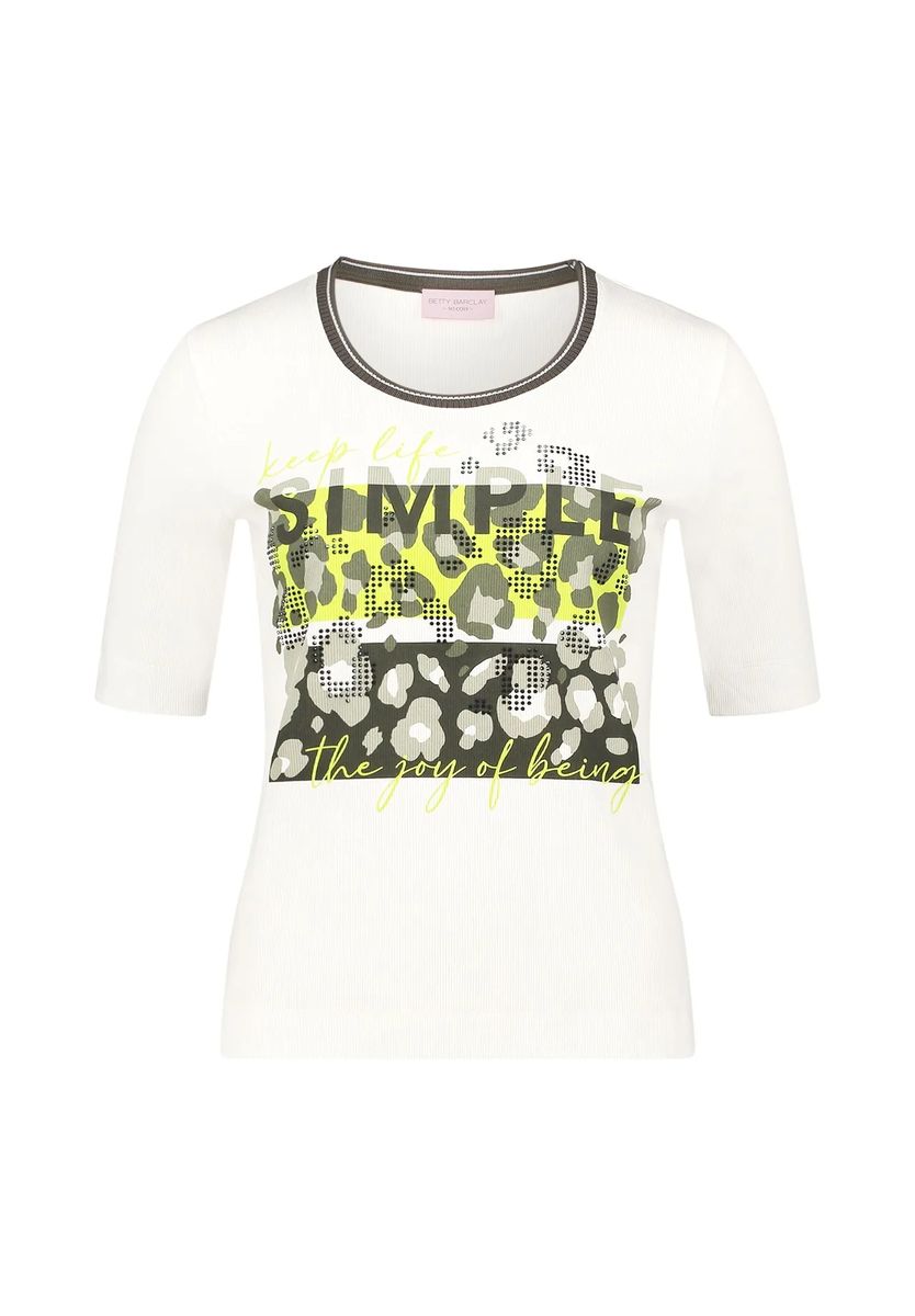 Geripptes Strick Halbarm T-Shirt