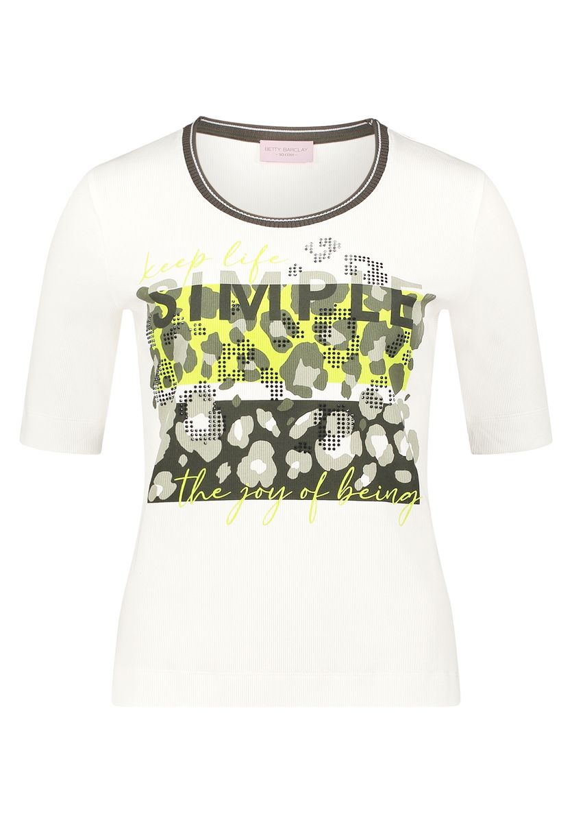 Geripptes Strick Halbarm T-Shirt