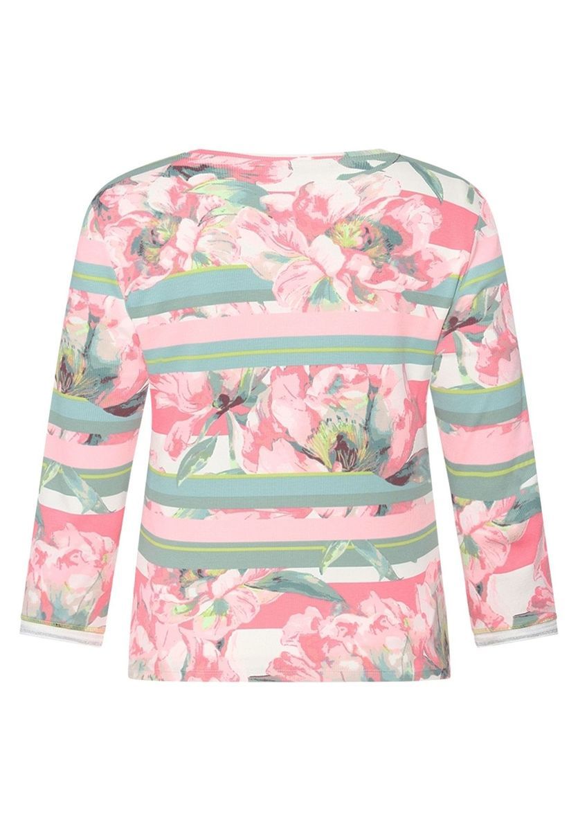 Strickjacke mit Reißverschluss und Blumenmuster