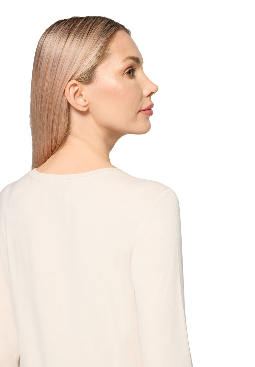 Beige Dreiviertelarm-Shirt mit Print
