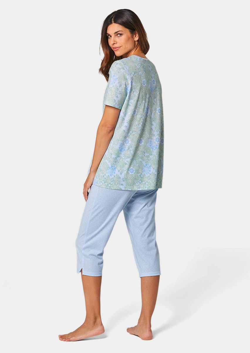 Baumwoll-Pyjama mit Paisley- und Blumenmuster