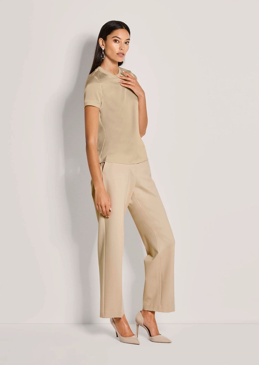 Seidenbluse mit gerippten Abschlüssen