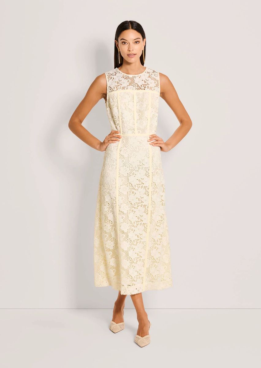 Romantisches Spitzen-Midikleid mit Ziernähten