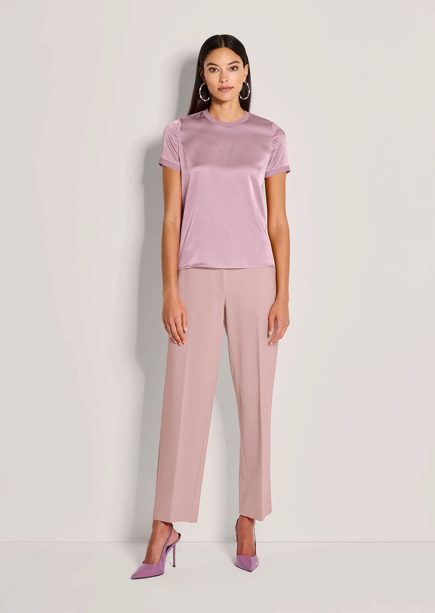 Seiden-Blusenshirt mit Rippenblenden